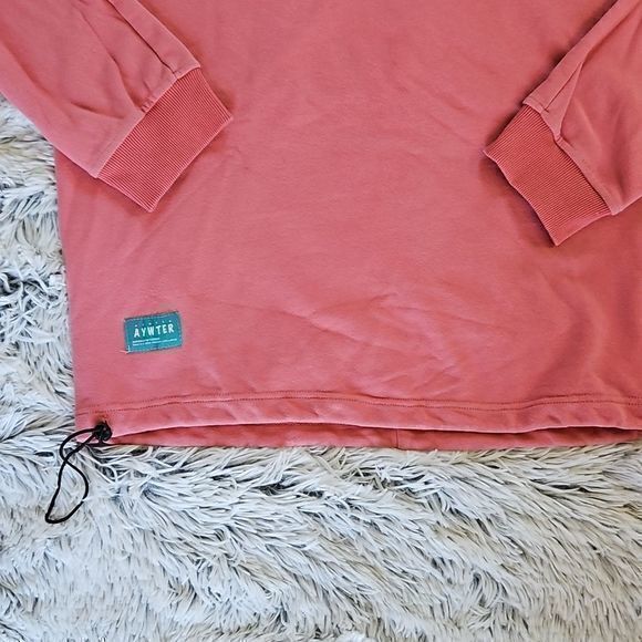 Aywter Popular Salmon Drawstring Waist Baggy Crewneck Graffiti Sweatshirt Sz XL - Picture 7 of 16